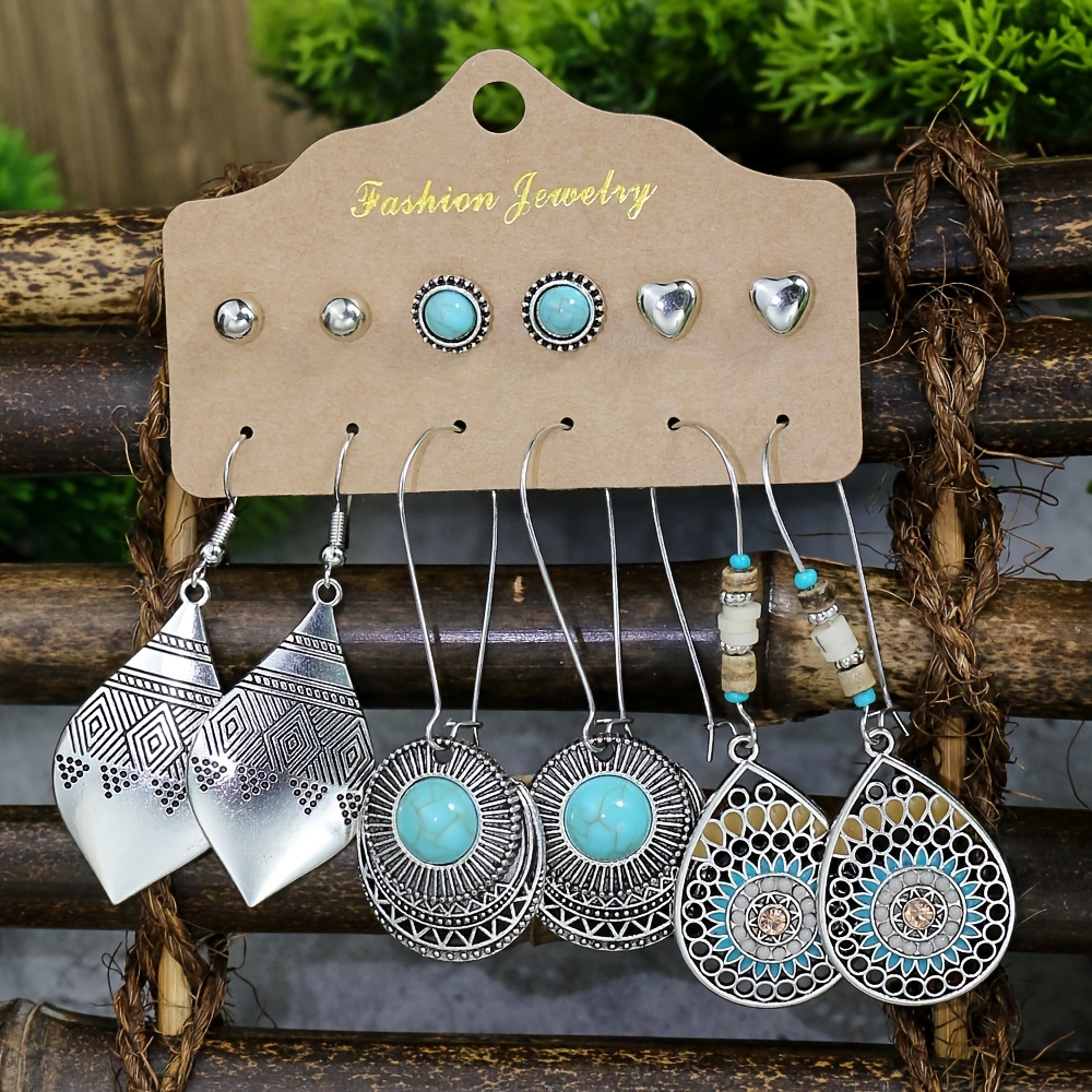 Vintage Style Leaf Turquoise Earrings